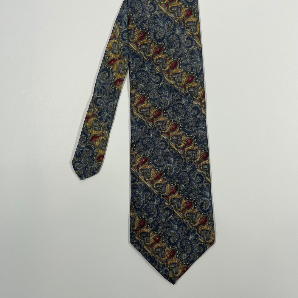 Stafford Blue Gold Paisley Silk Necktie Mens One Size